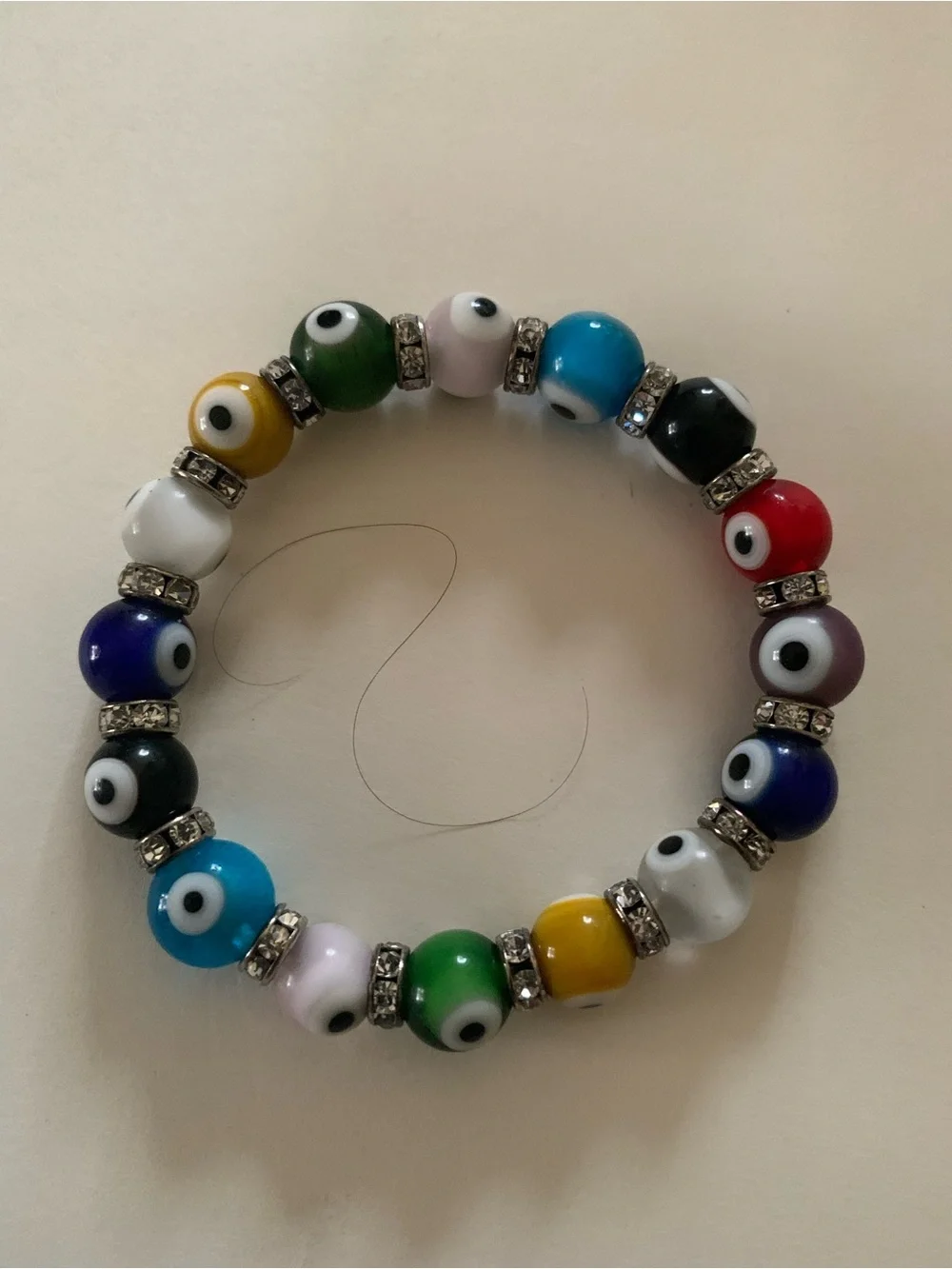 Kids Multicolor Evil Eye Beaded Stretch Bracelet - Unbranded